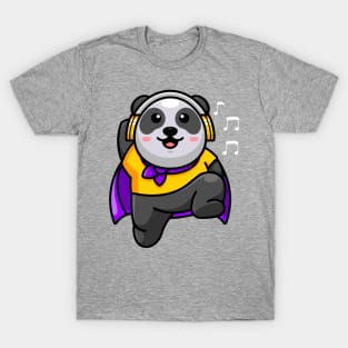 Cute super panda with headphones T-Shirt